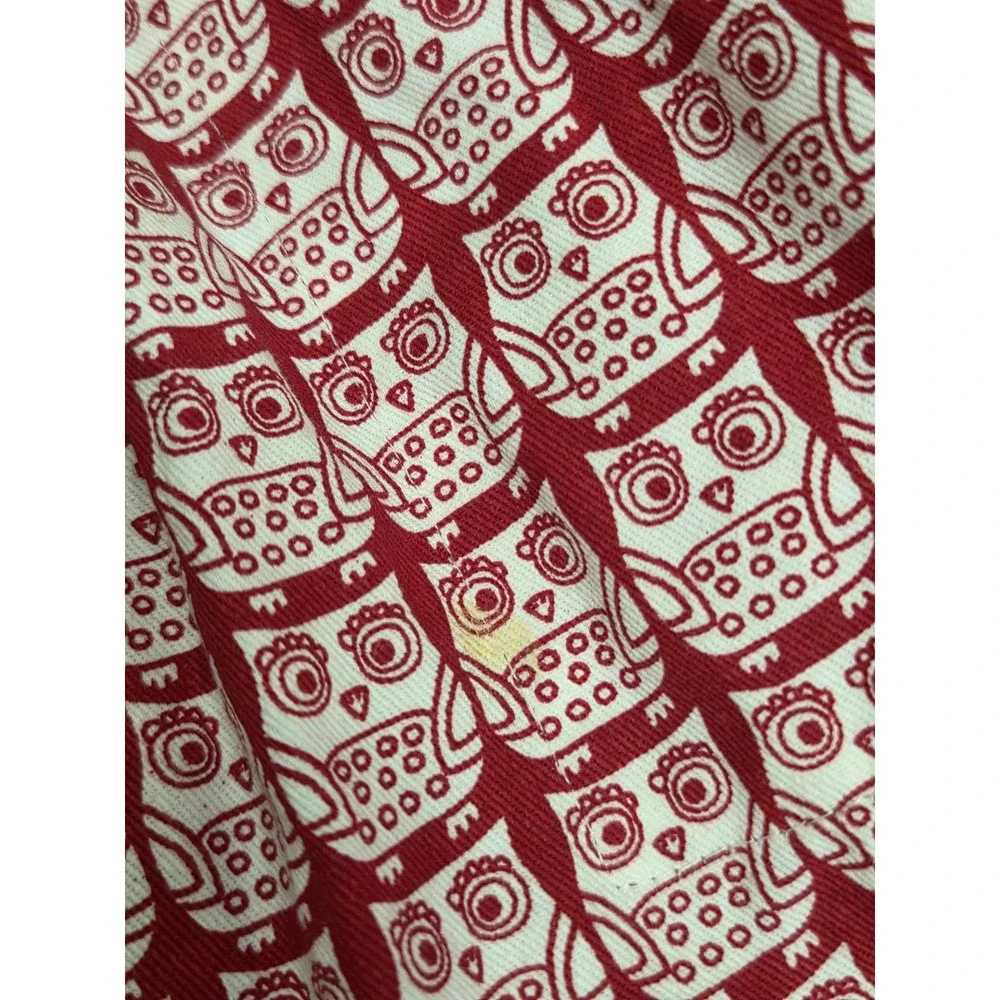 Cynthia Rowley Owl Chevron Print Cotton Halter Apron Red Black White Pockets